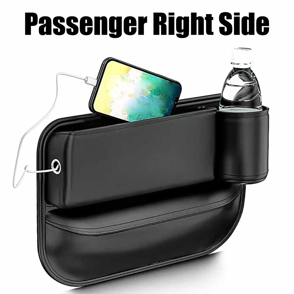 Right/Passenger Car Organizer Storage Box Auto Car Seat Gap Filler w Cup Holder