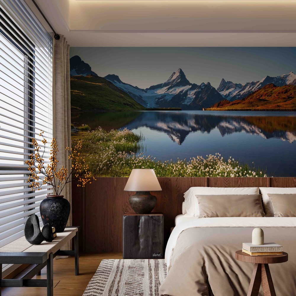 3D Hotel Mountain Lake Landscape Wall Murals Wallpaper Murals Wall Sticker
