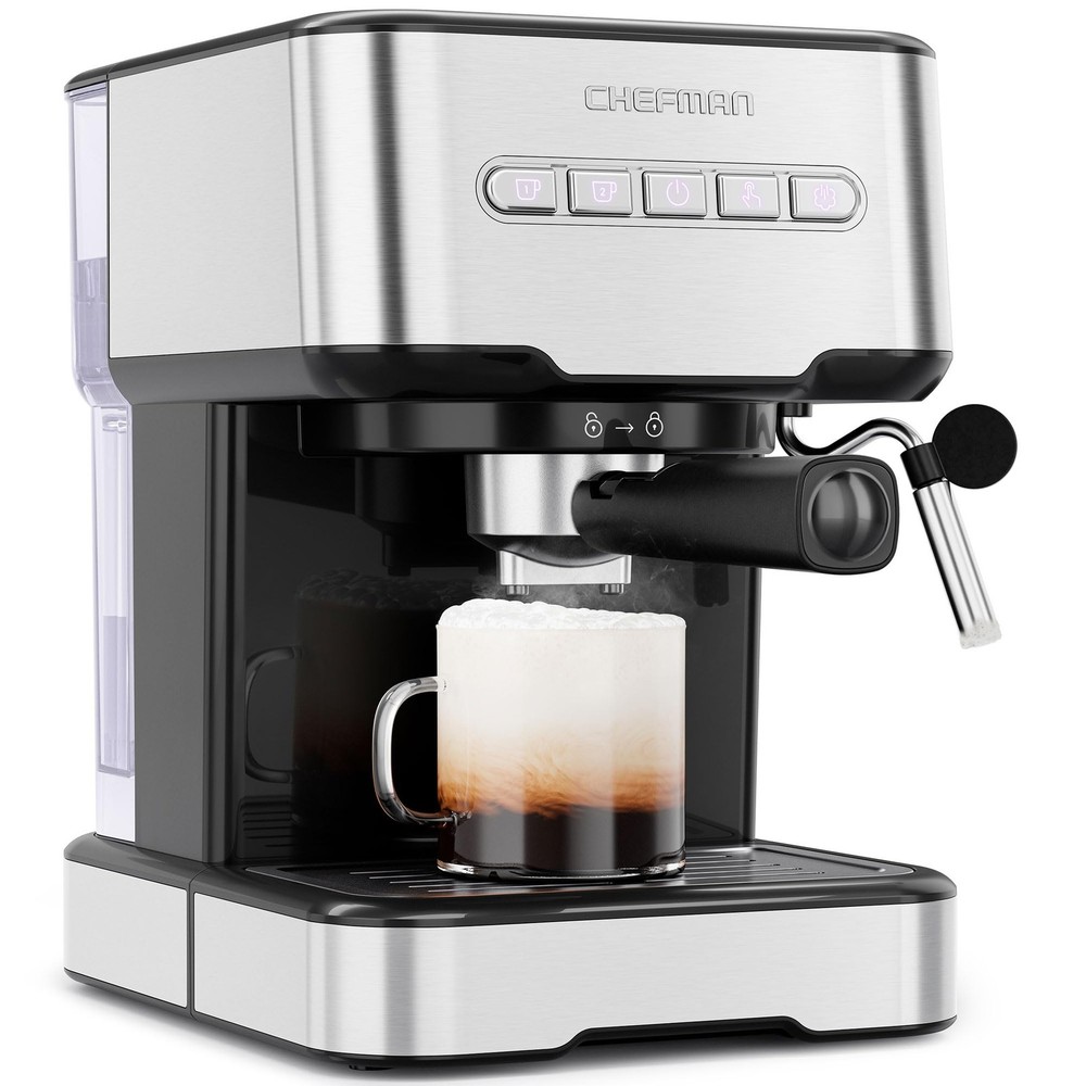 6-in-1 Espresso Machine with Steamer, One-Touch Single or Double Shot Maker, ...