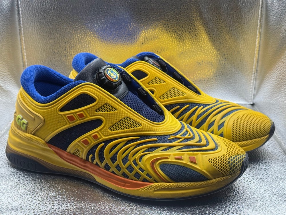 Gucci UltraPace R Mens Size 7 Yellow Blue Orange Leather Athletic Sneakers