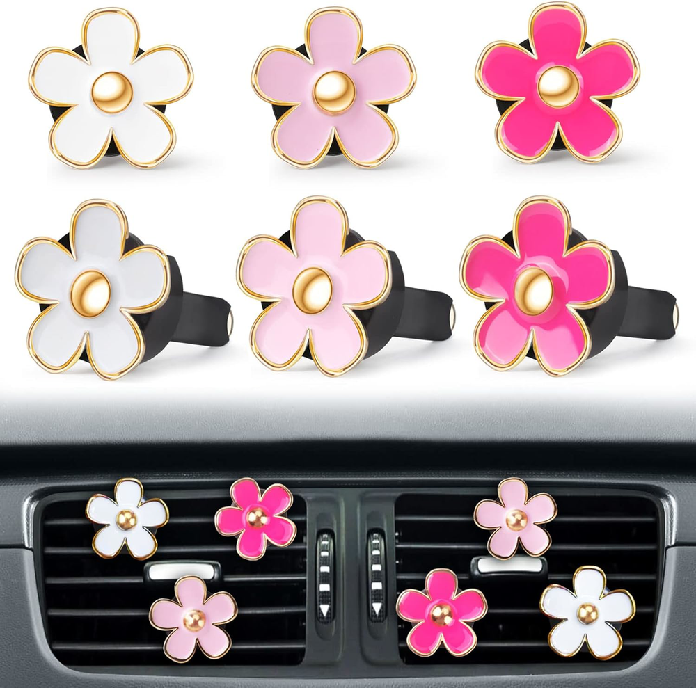 Cute Pink Car Decor Accessories for Women Teens, 6pcs Car Scent Air Fresheners
