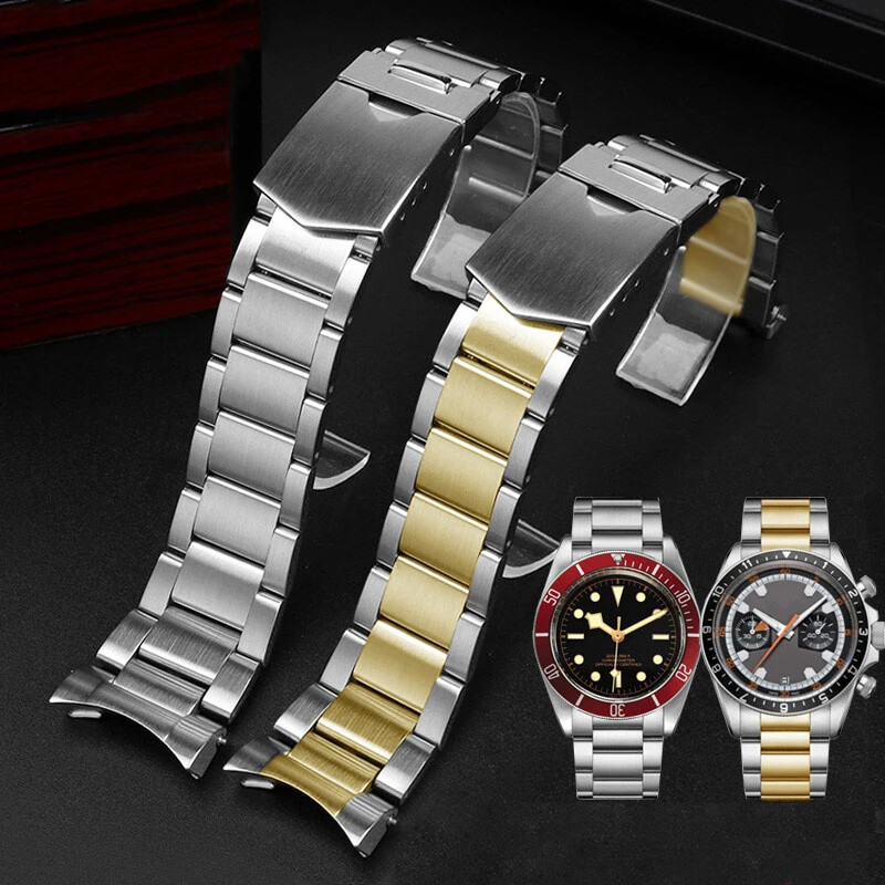 Stainless Steel Watch Band for Tudor Black Bay 79230 79730 22mm Red Blue Strap