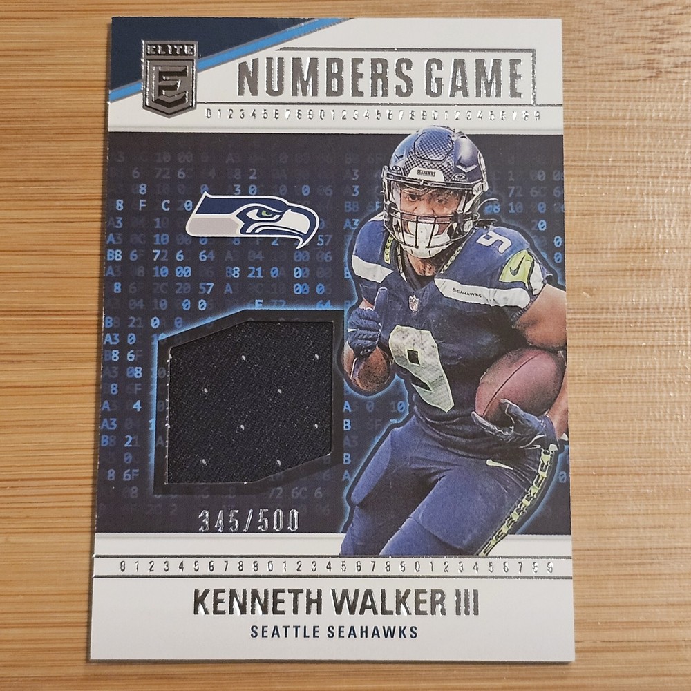 Kenneth Walker 2024 Donruss Elite Numbers Game Patch 345/500 Seattle Seahawks