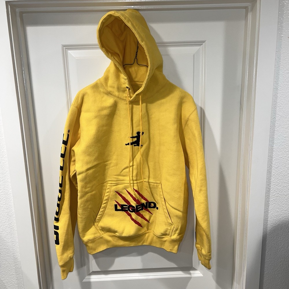Bruce Lee Hoodie Mens Size S Yellow Legend Sweatshirt Martial Arts Shoe Palace
