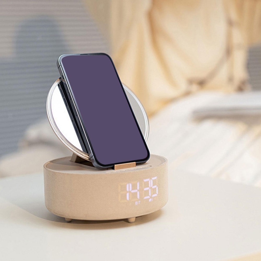 Portable Speaker Phone Holder Snooze Mode Digital Display Fill Light Home