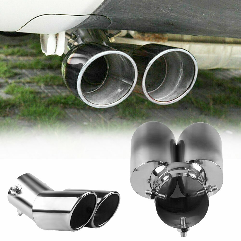 Car Rear Exhaust Pipe Tail Muffler Tip Auto Accessorie Replacement Kit - Silver