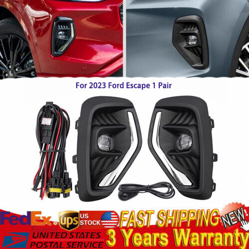 For 23 Ford Escape Front Bumper Fog Light w/Cover&Wire Harness LED Fog Light Kit