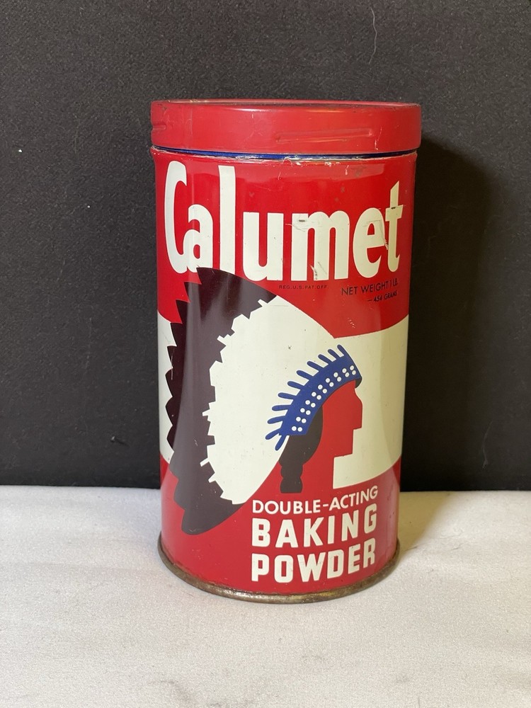 Vintage Calumet 1 Lb Empty Baking Powder Tin Can Double Acting
