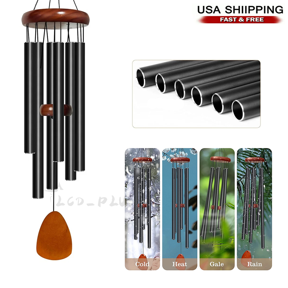 Wind Chimes Large Deep Tone Chapel Bells 6 Tubes Outdoor Garden Home Decor Gift