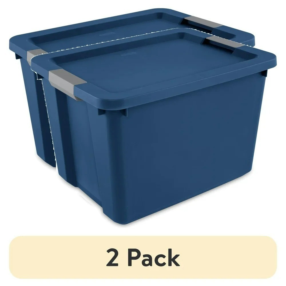 2-Pack 20-Gallon Plastic Storage Bins with Secure Latch Lids