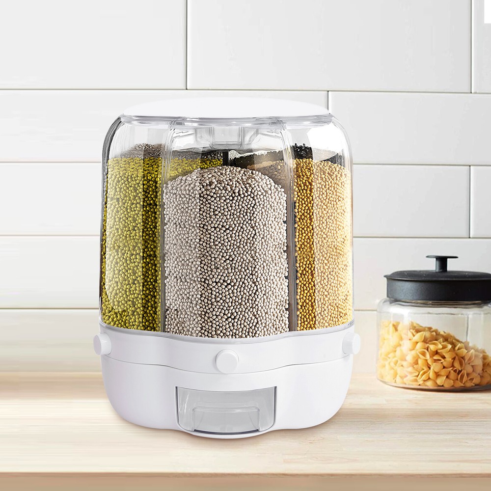 27LBS Large Rotating Storage Container 360° Food Grain Rice Dispenser Sorted USA