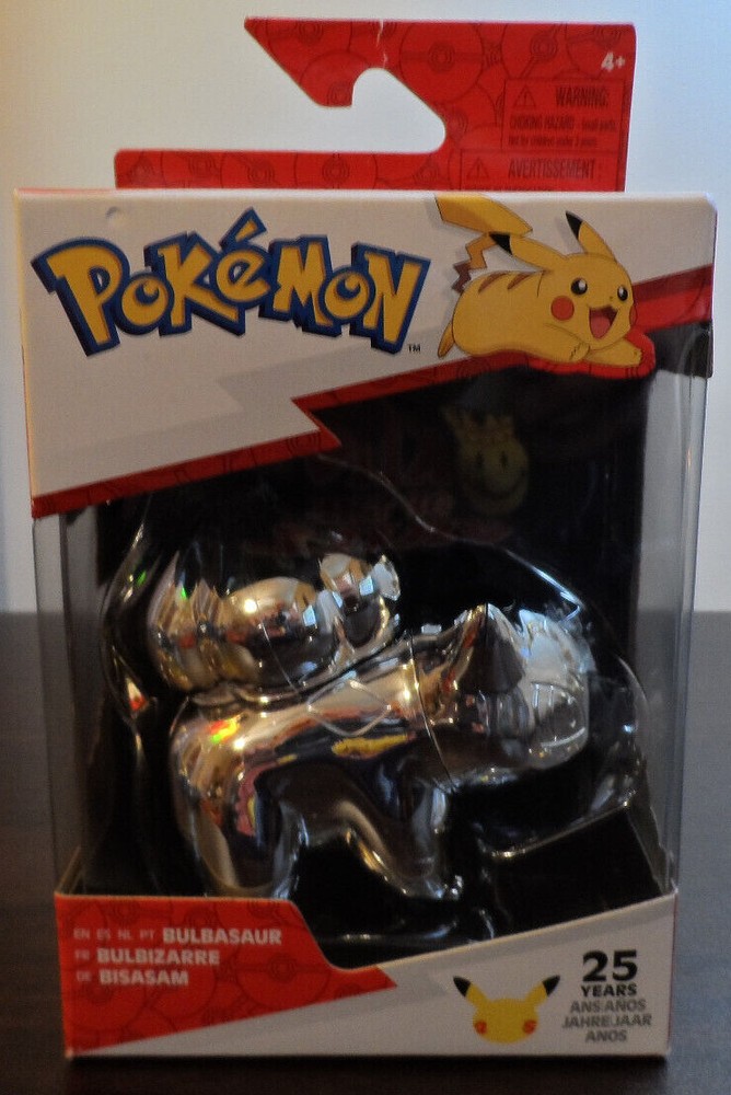 25th Anniversary Pokemon Bulbasaur Silver Chrome Figure Sealed