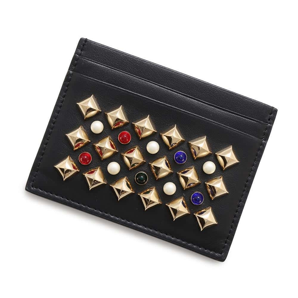 Vintage Christian Louboutin Black Studded Bijou Leather Business Card Holder