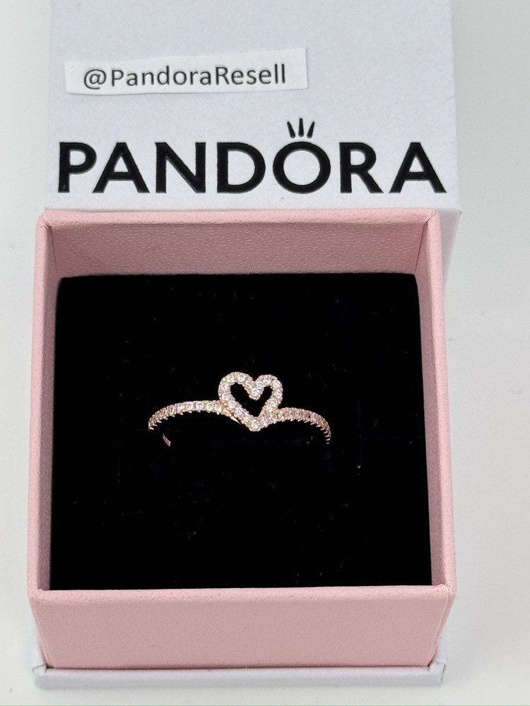 *Brand New* Pandora Sparkling Wishbone Heart Ring Rose Gold
