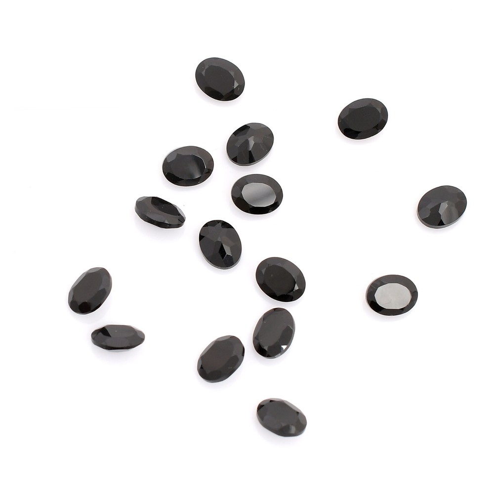 Black Onyx Faceted Oval Cut Loose Gemstone 7x5 MM 40 Pcs Wholesale Lot