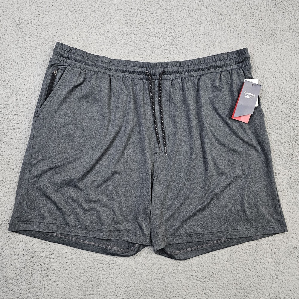 Reebok Shorts Mens 2XL Gray Heather Speedwick Active Drawstring Workout Gym NWT