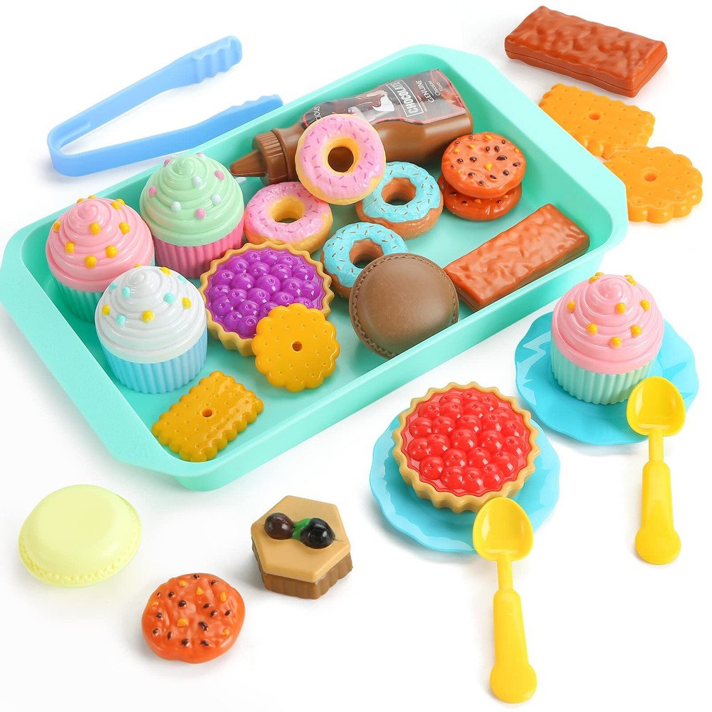 LOVESTOWN Pretend Play Desserts Toy 29 PCS Kids Desserts Food Toy Set Pretend...
