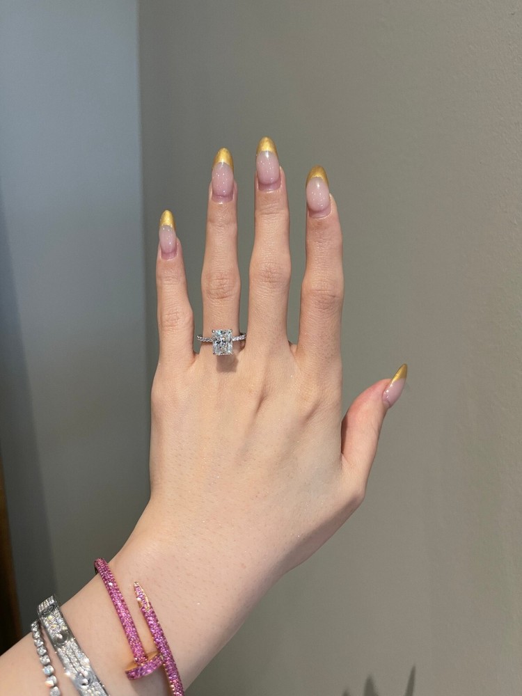 3 CT Emerald & Round Simulated Diamond Silver Ring – Perfect Gift for Her