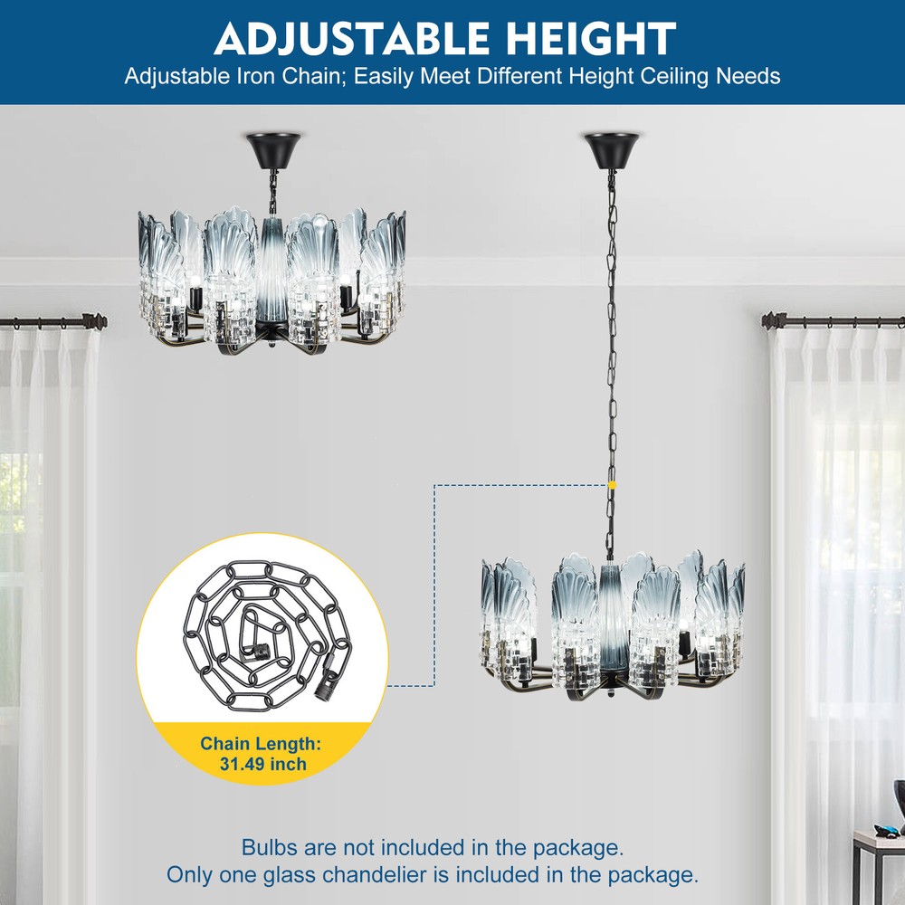 Modern Luxury Crystal Glass LED Pendant Lamp Chandelier Ceiling Light Fixture US