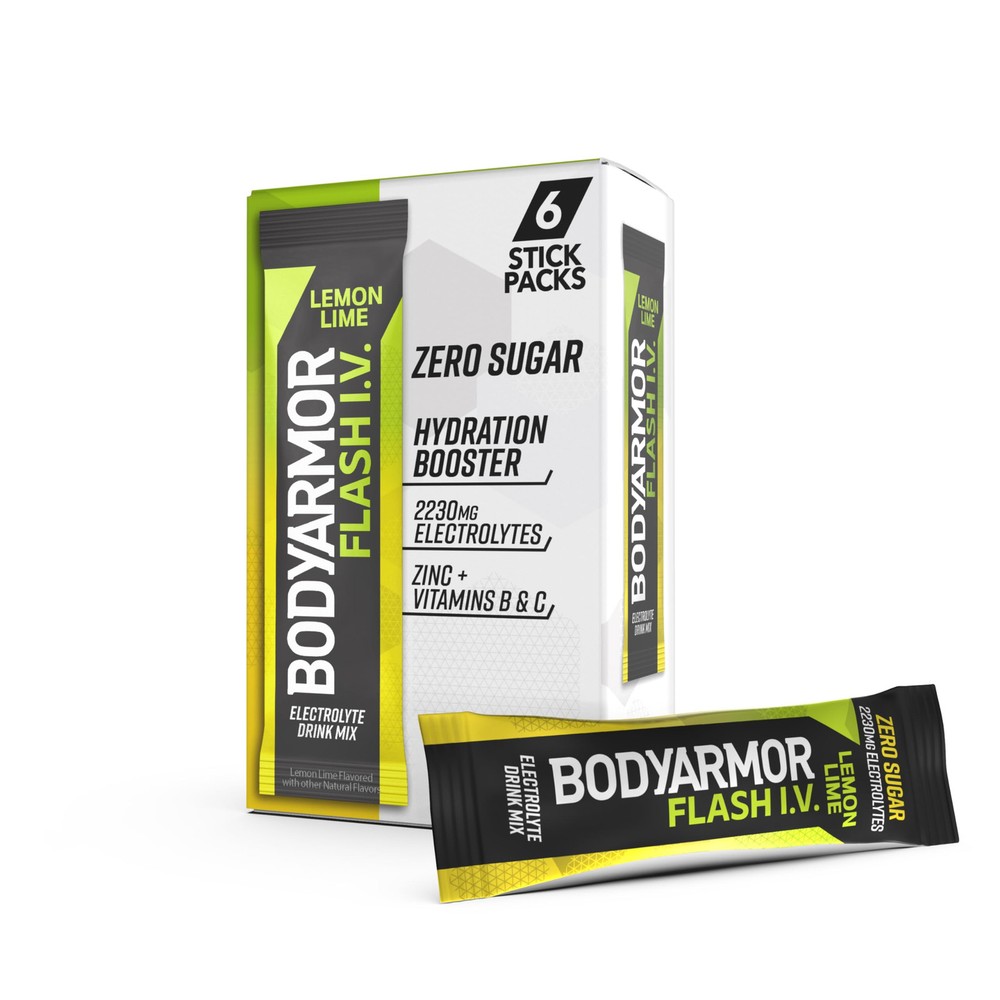 BODYARMOR Flash I.V. Zero Sugar Electrolyte Hydration Booster Sticks 6 Pack