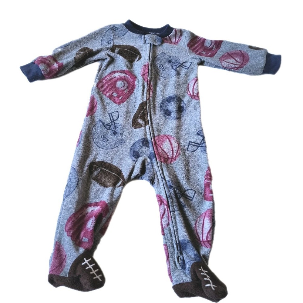 Carter's Baby Boy 9M Jumpsuit/Sleeper Fleece  Football Theme