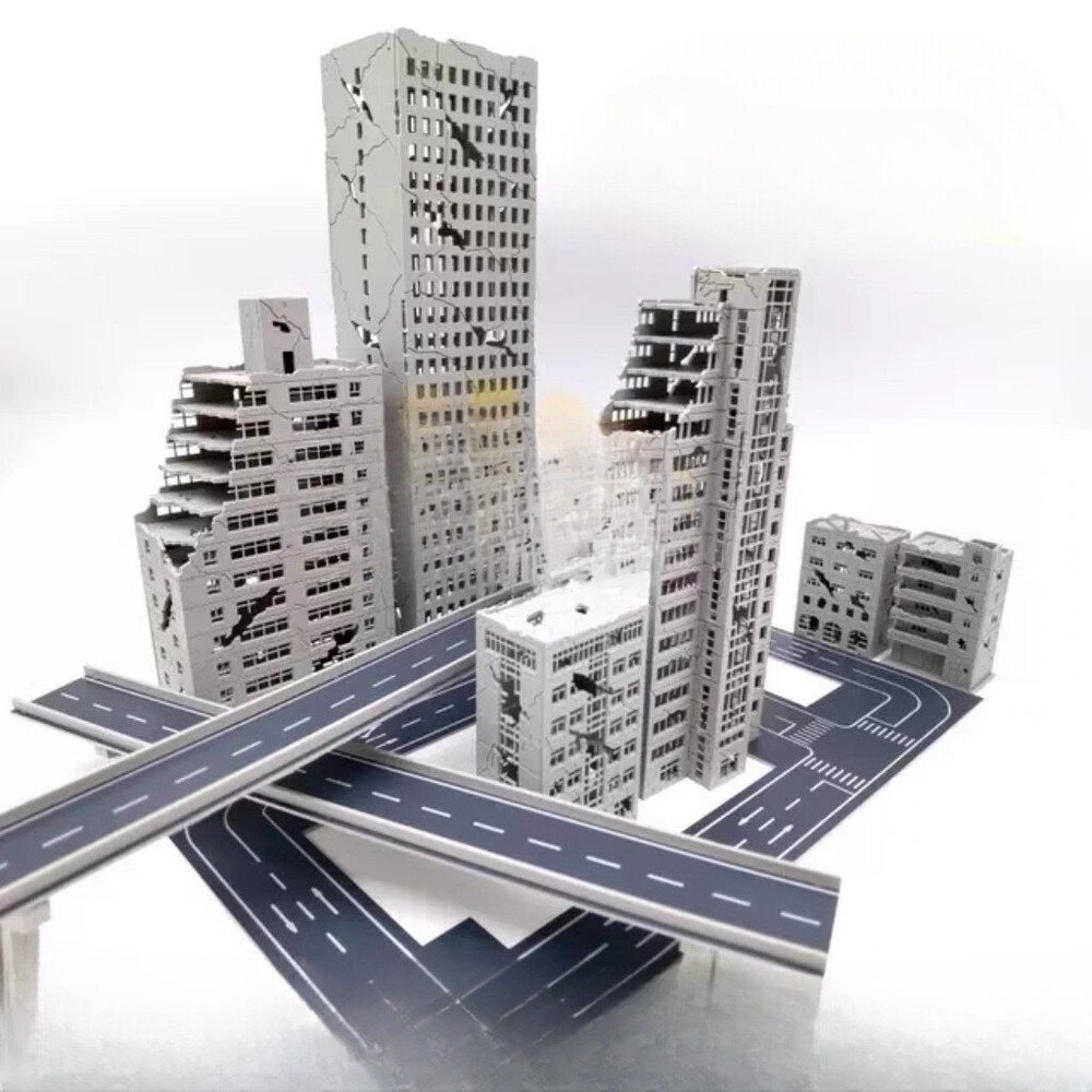 1:300 Outland Model War-damaged Building Model Office House Model Toy Diorama