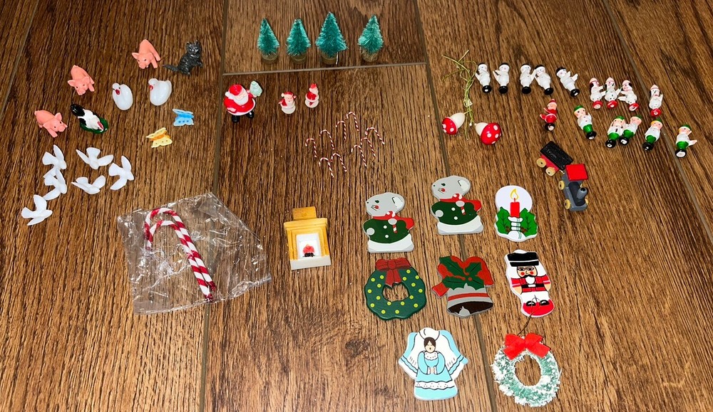 Vintage Hard Plastic Christmas Cake Decorations Santa Swans Animals Lot