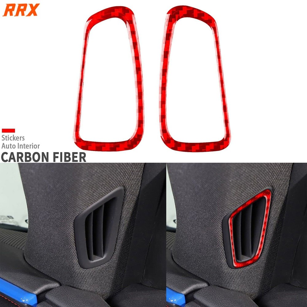 Red Carbon Fiber A-Pillar Vent Cover For Chevy Corvette C8 2020-2025