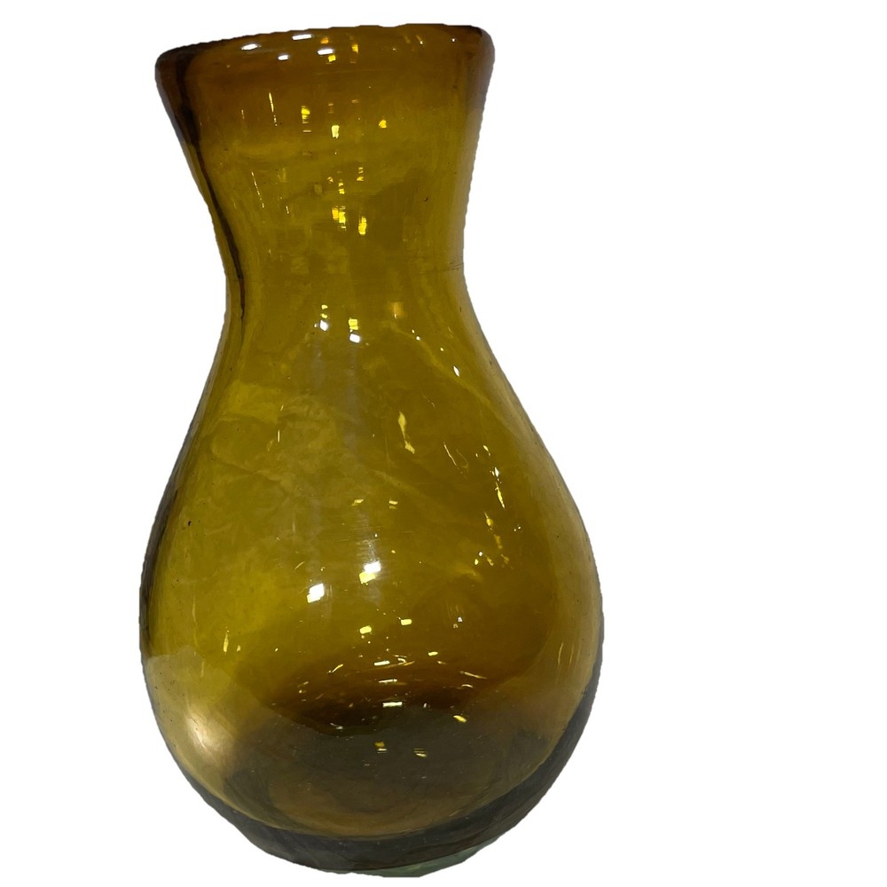 Hand Blown Amber Glass Vase - Artisanal Elegant Home Decor