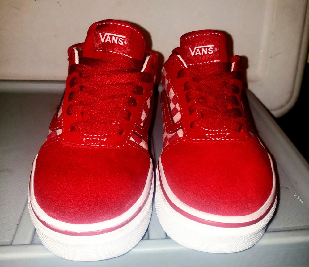 VANS Red white Suede Checkerboard Old Skool OTW Sneaker Youth Boy Girl M 4 W 5.5