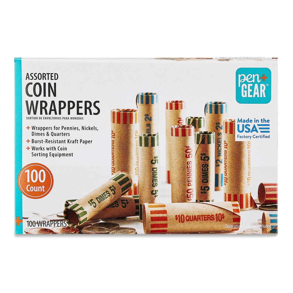 Assorted Coin Wrappers, Assorted Colors, 100 Count