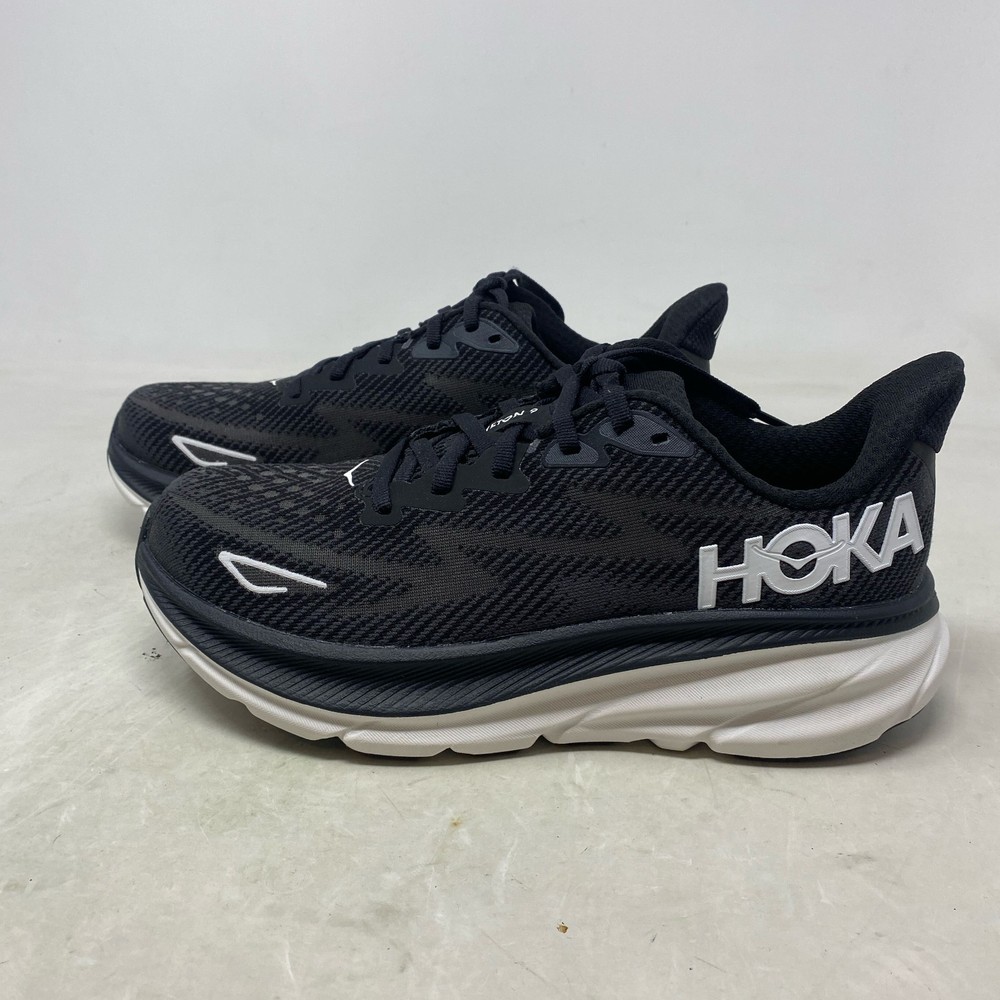 HOKA Clifton 9 Women Black/White Running Shoes Size 7B