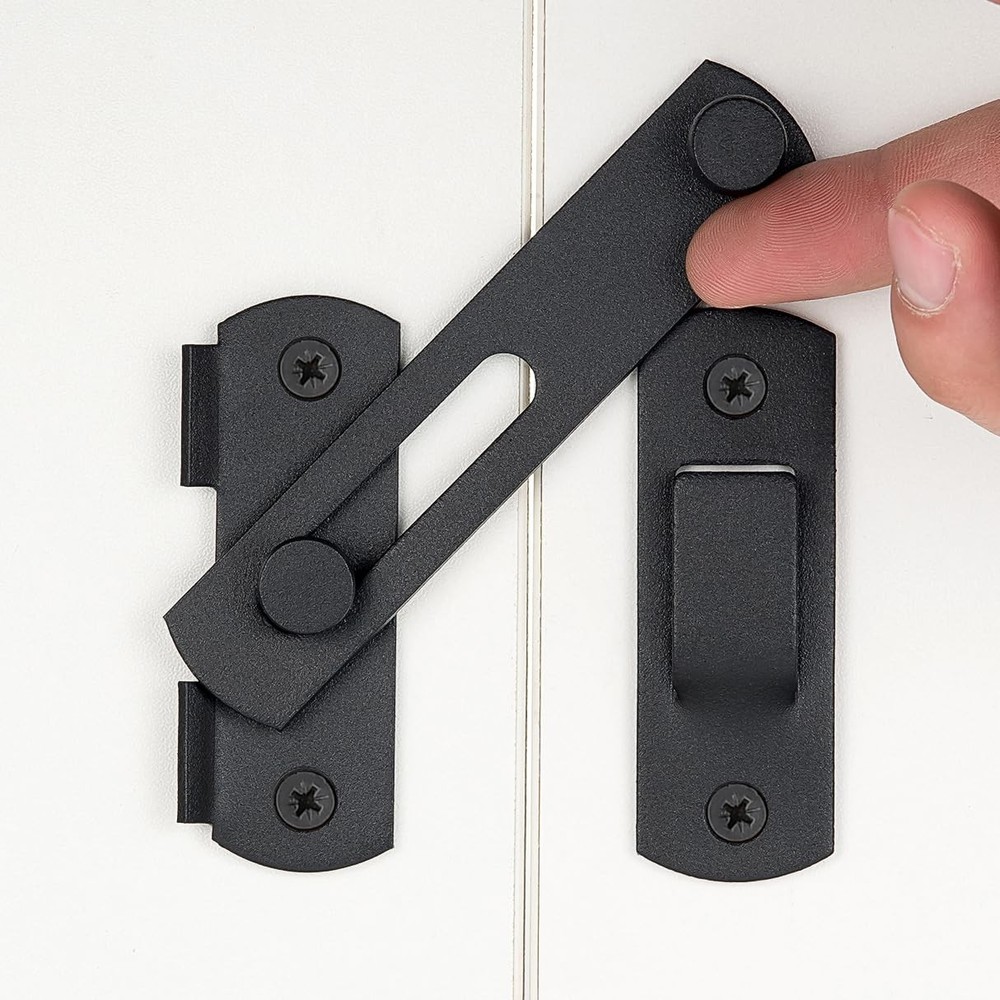INIRET 4-Pack Matte Black Barn Door Latches - Stainless Steel Gate Flip Latch