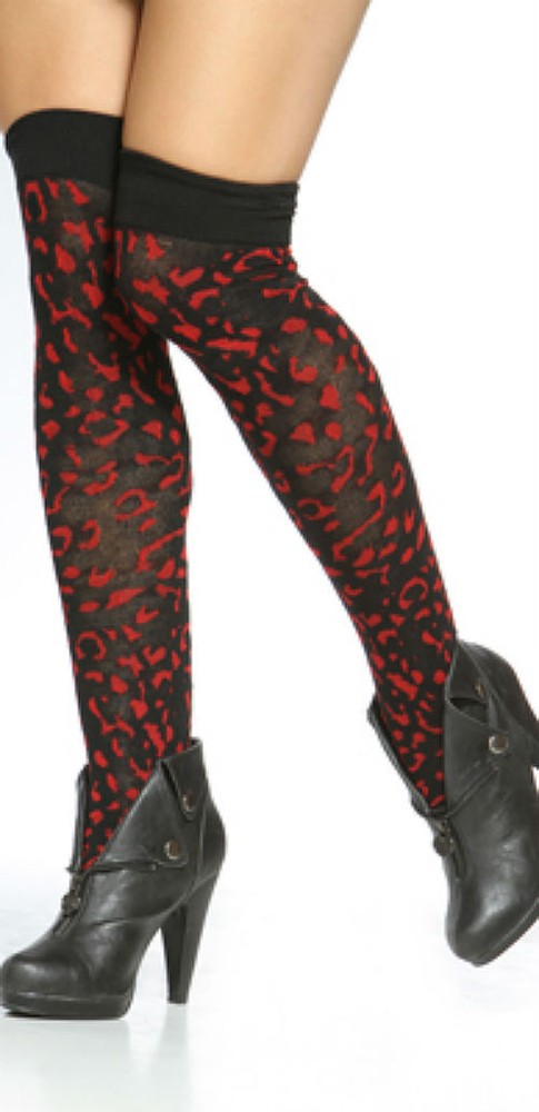 LIP SERVICE GOTHIC EMO PUNK FETISH LEOPARD SKULL STOCKINGS HOSIERY THIGH HIGHS