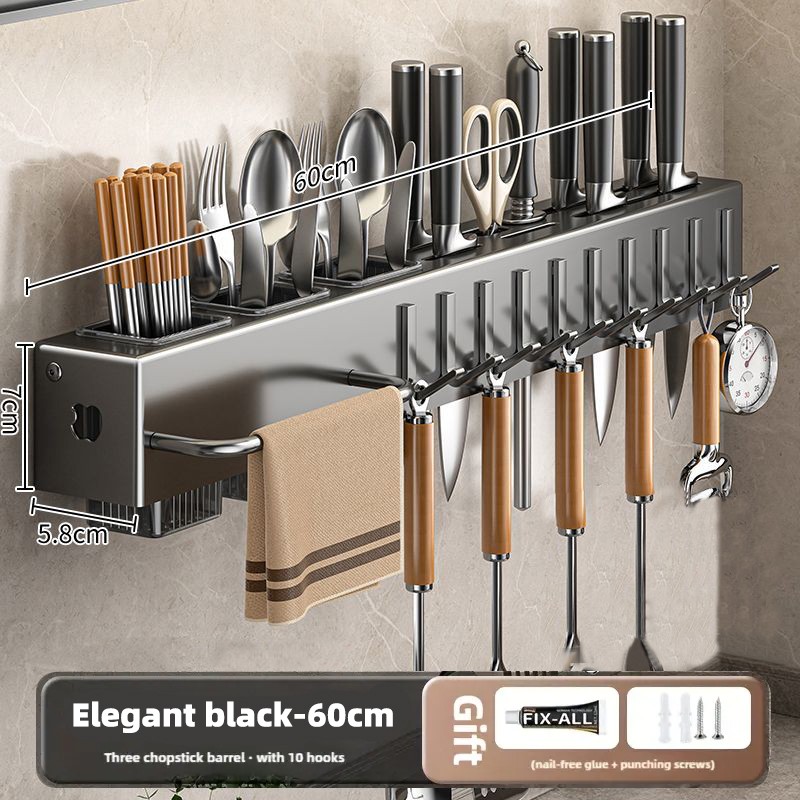 Kitchen Cutlery Holder Wall Mounted Kitchen Organizer Shelf Hanging Storage Rack