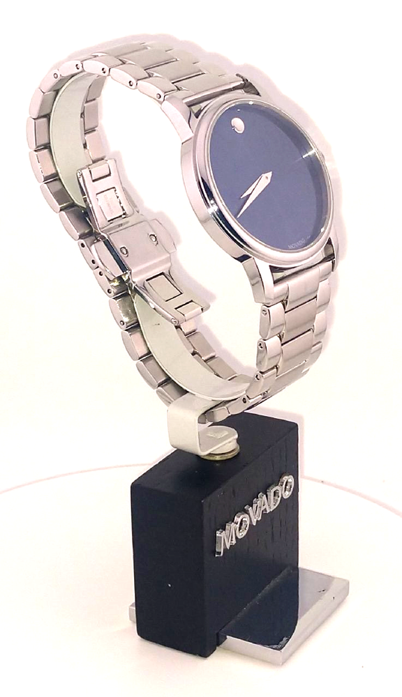 Movado Mens Gent Classic Museum Watch Stainless Steel Azure Blue Dial