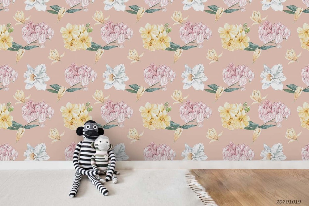 3D Flowers Watercolor Pattern Wall Murals Wallpaper Murals Wall Sticker