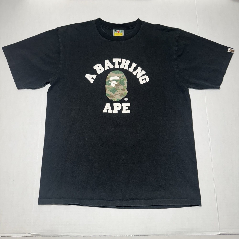 BAPE Men XL Camo Head College Logo Single Stitch T-Shirt