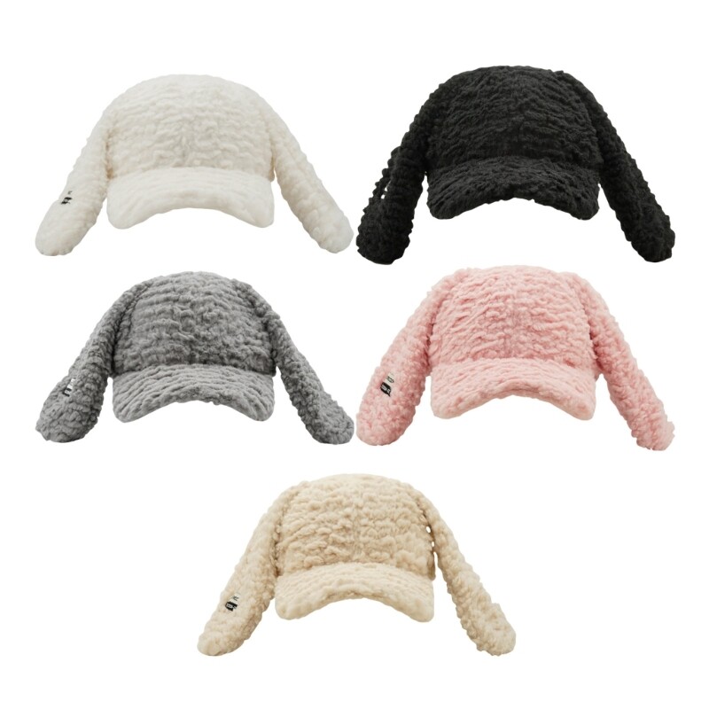 Winter Warm Hat Rabbit Ears Plush Baseball Hat Outdoor Activity Sport Headwear