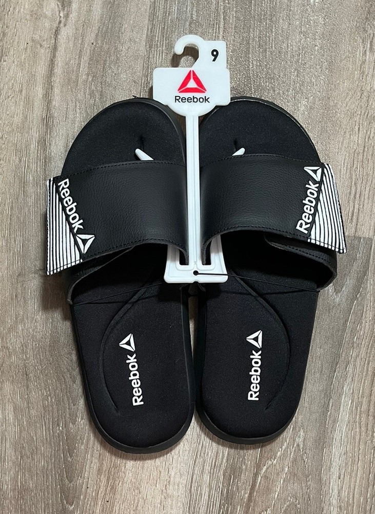 REEBOK Black Foam Adjustable Cushioned Slide Sandals - NWT, Women’s Size 9