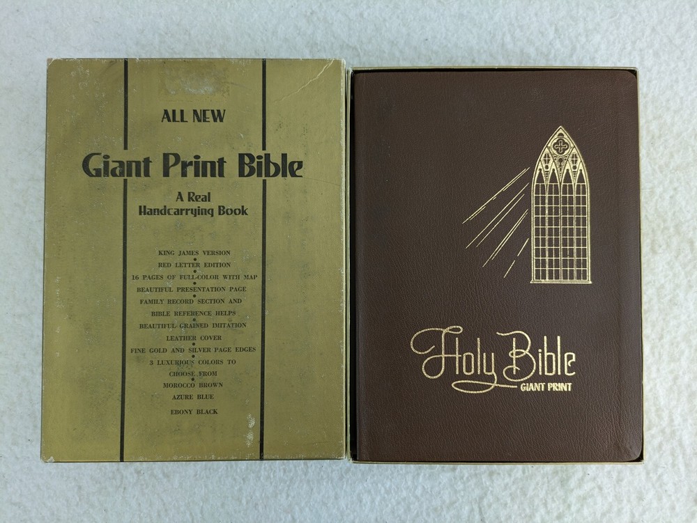 Crusade GIANT PRINT BIBLE King James Version Morocco Brown 1973 in Box