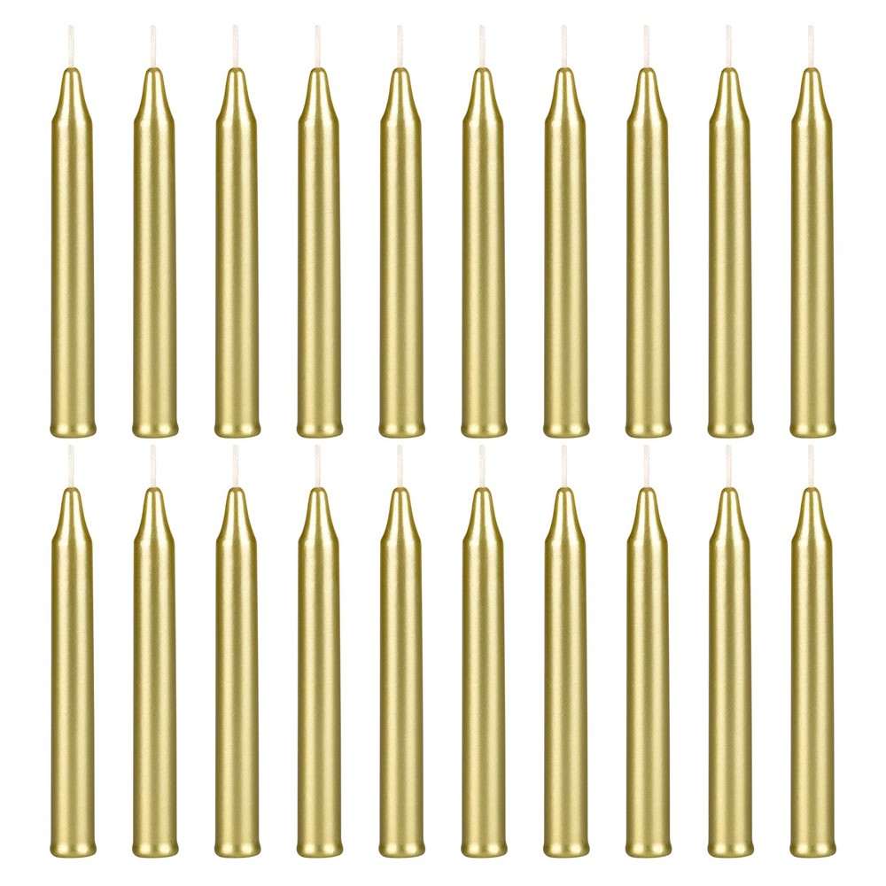Mega Candles 20-Pack Unscented Gold Mini Taper Spell Candles 4 Inch