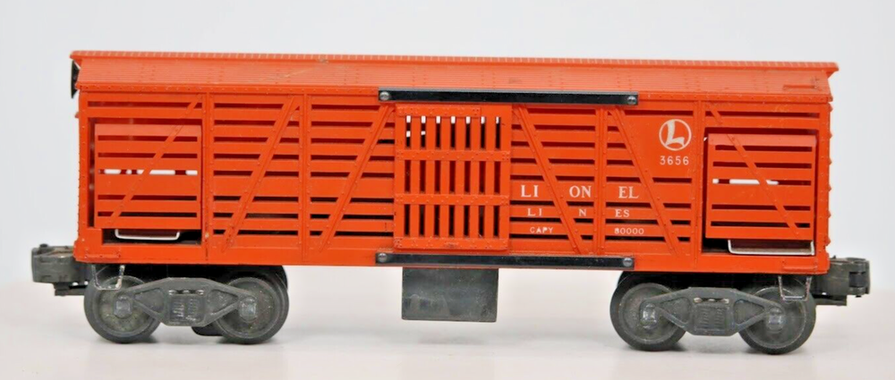 Lionel O Gauge 1:48 Orange Cattle Car 3656 Vintage Train Model