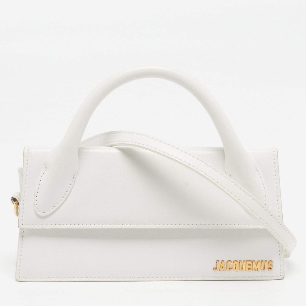 Jacquemus Le Chiquito Long White Leather Top Handle Bag