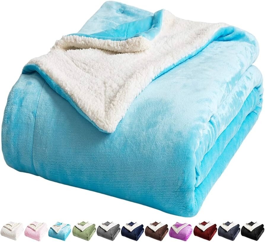 Sherpa Blanket Lightweight Warm Throw for Bed Sofa Couch in Twin Queen Size