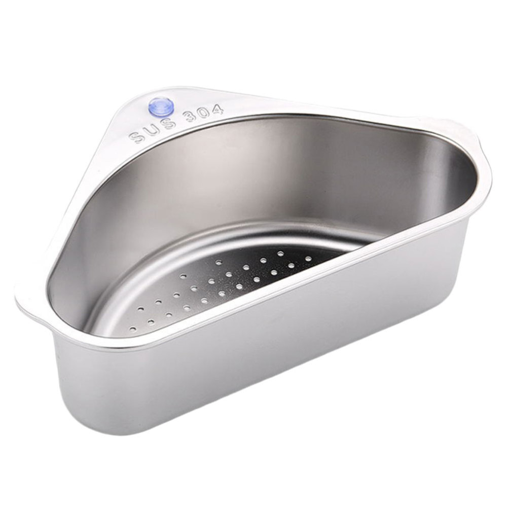 Triangular Suction Cup Sink Drain Basket Stainless Steel Colander