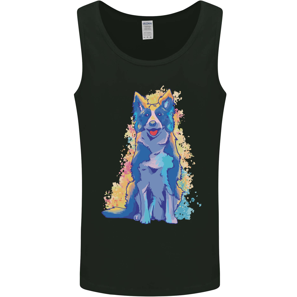 A Colourful Border Collie Dog Mens Vest Tank Top