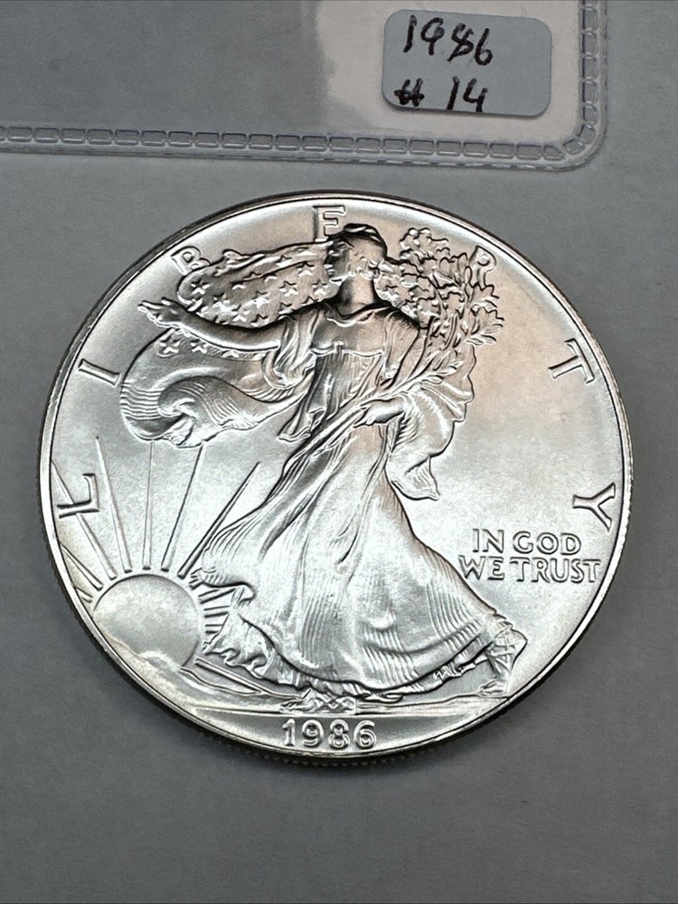 1986 Uncirculated Silver American Eagle 1oz 0.999 Fine Silver 14