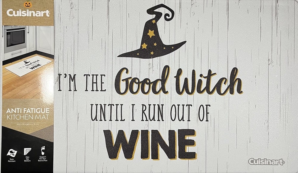 Cuisinart Halloween Anti-Fatigue Kitchen Mat 18x30 Witch Themed with No Wine Design