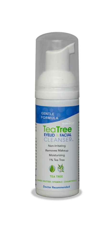 Tea Tree Oil Foaming Facial Cleanser 1.6oz Gentle Non-Irritating Eyelid Safe